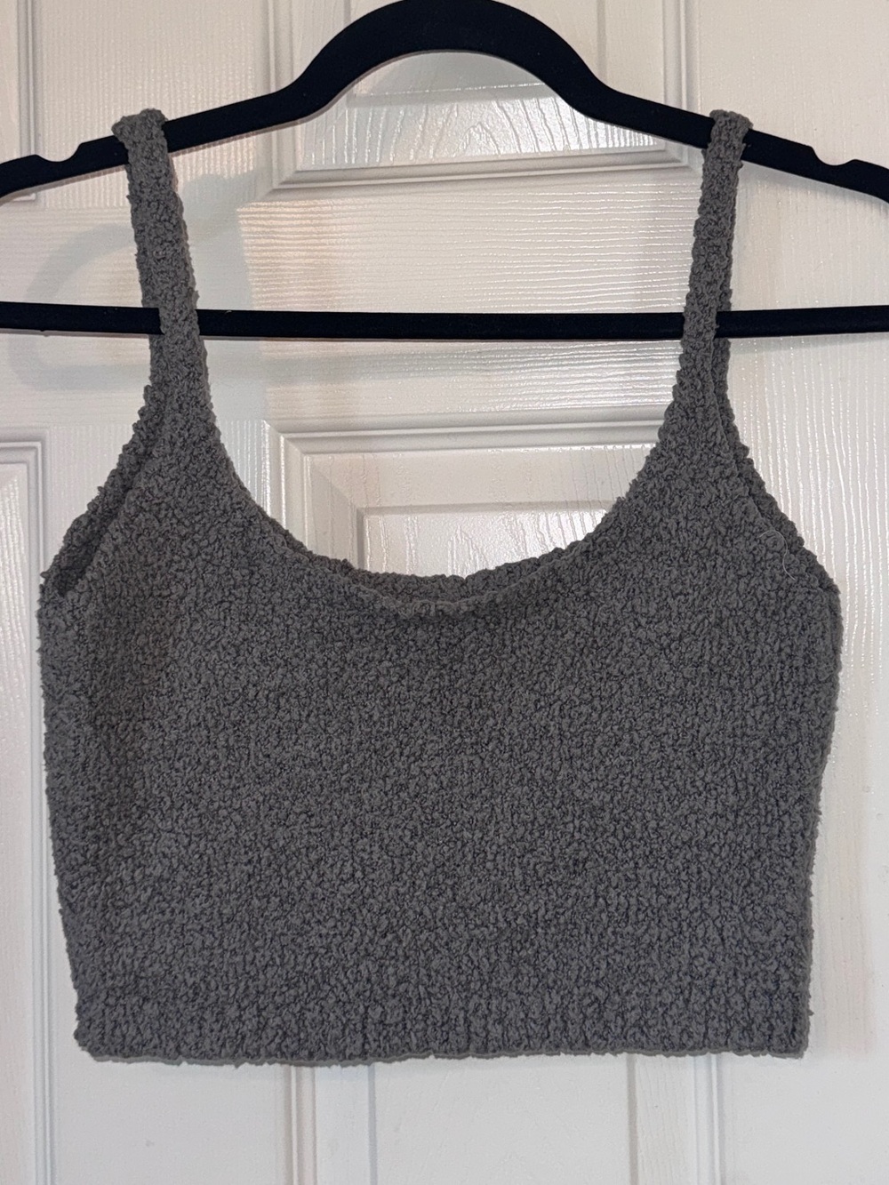 SKIMS Cozy Gray Fuzzy Cropped Tank Top